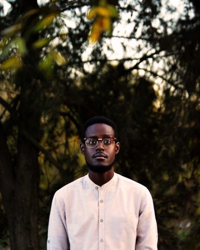 man wearing white button-up shirt